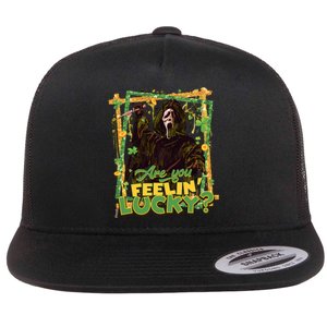 Call Me Ghostface Are You Feelin' Lucky Horror Movie St Patricks Day Lucky Vibe Flat Bill Trucker Hat