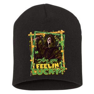 Call Me Ghostface Are You Feelin' Lucky Horror Movie St Patricks Day Lucky Vibe Short Acrylic Beanie