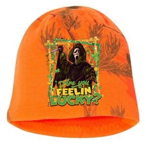 Call Me Ghostface Are You Feelin' Lucky Horror Movie St Patricks Day Lucky Vibe Kati - Camo Knit Beanie