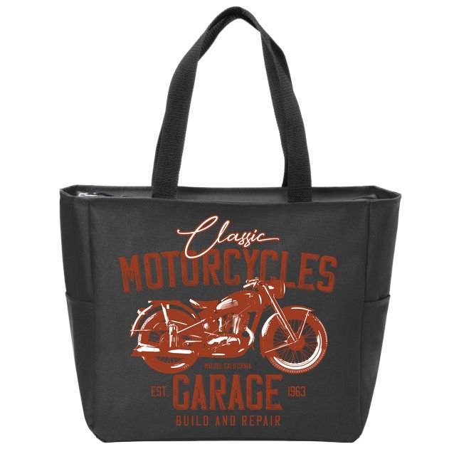 Classic Motorcycle Garage Zip Tote Bag