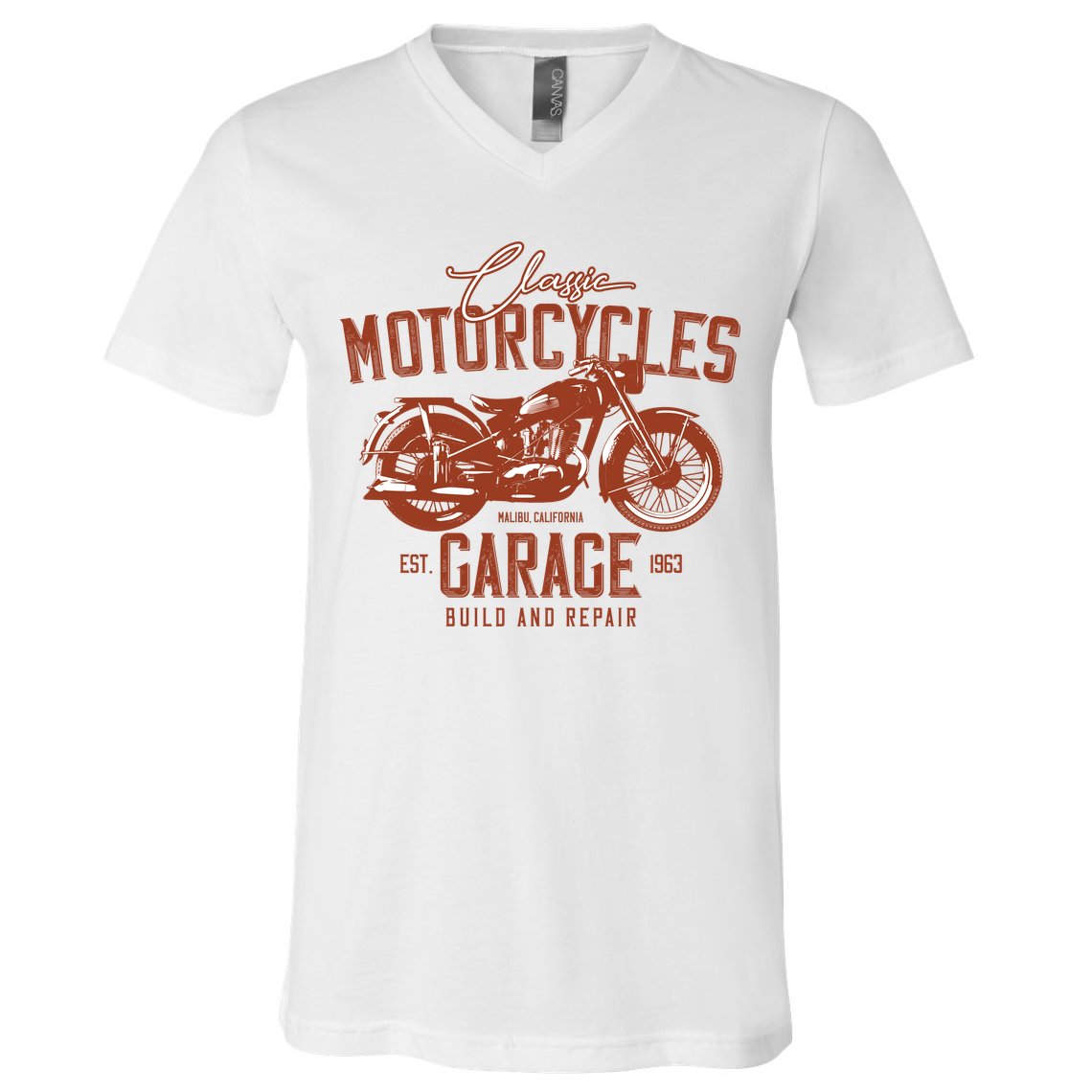 Classic Motorcycle Garage V-Neck T-Shirt