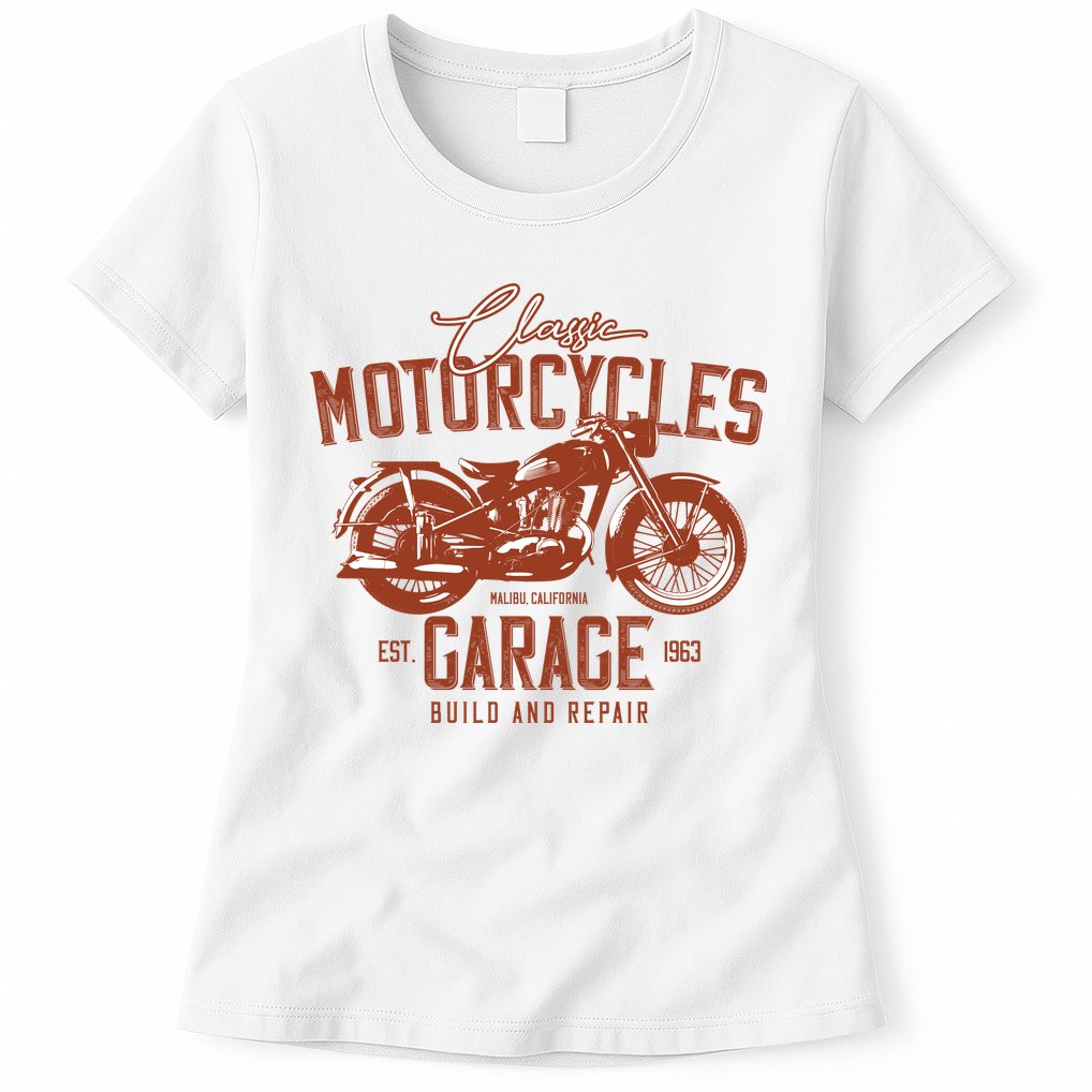 Classic Motorcycle Garage Womens T-Shirt