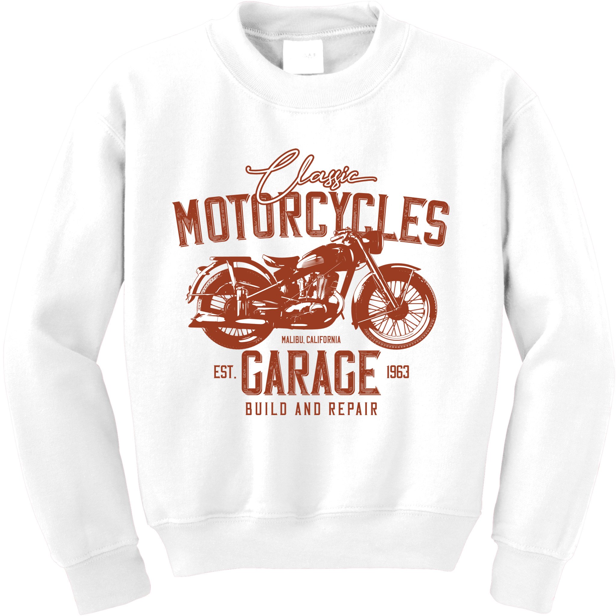 Classic Motorcycle Garage Kids Sweatshirt
