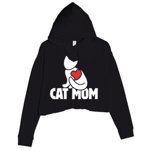 Cat Mom Gift Cats Moms Great Gift Cute Cat Mom Gift Crop Fleece Hoodie