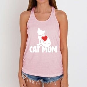 Cat Mom Gift Cats Moms Great Gift Cute Cat Mom Gift Women's Knotted Racerback Tank