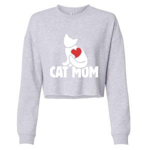 Cat Mom Gift Cats Moms Great Gift Cute Cat Mom Gift Cropped Pullover Crew