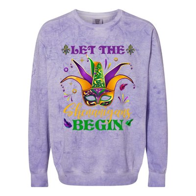 Cute Mardi Gras Mask Let The Shenanigans Begin Colorblast Crewneck Sweatshirt