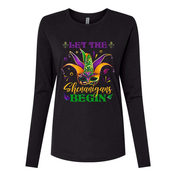 Cute Mardi Gras Mask Let The Shenanigans Begin Womens Cotton Relaxed Long Sleeve T-Shirt