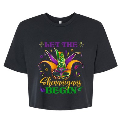 Cute Mardi Gras Mask Let The Shenanigans Begin Bella+Canvas Jersey Crop Tee