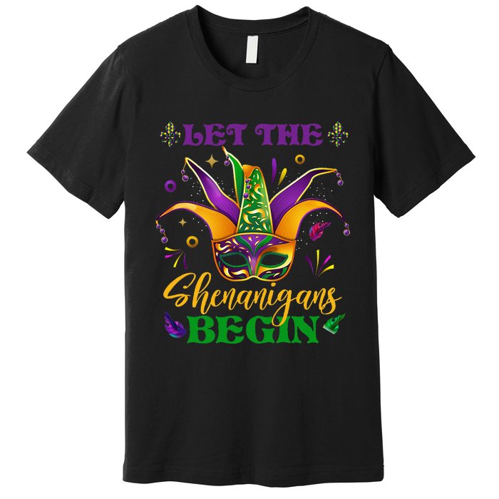 Cute Mardi Gras Mask Let The Shenanigans Begin Premium T-Shirt