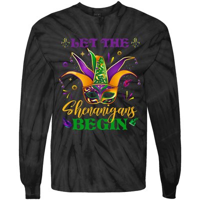 Cute Mardi Gras Mask Let The Shenanigans Begin Tie-Dye Long Sleeve Shirt