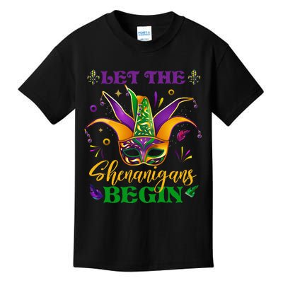 Cute Mardi Gras Mask Let The Shenanigans Begin Kids T-Shirt