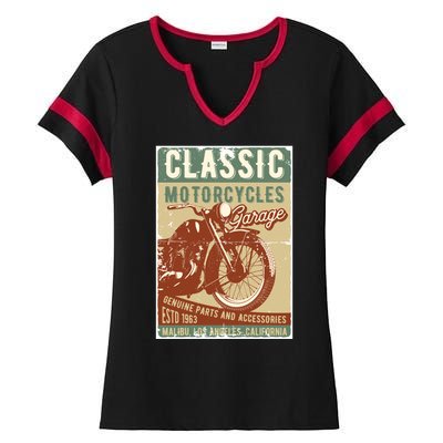 Classic Motorcycles Garage Ladies Halftime Notch Neck Tee