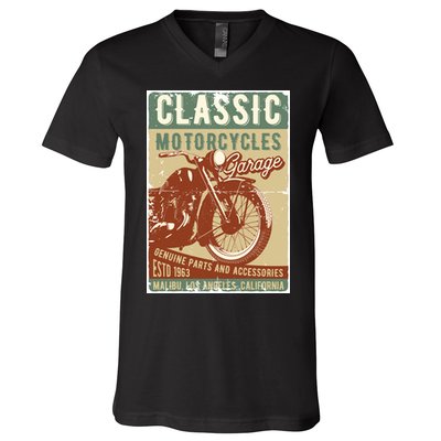 Classic Motorcycles Garage V-Neck T-Shirt