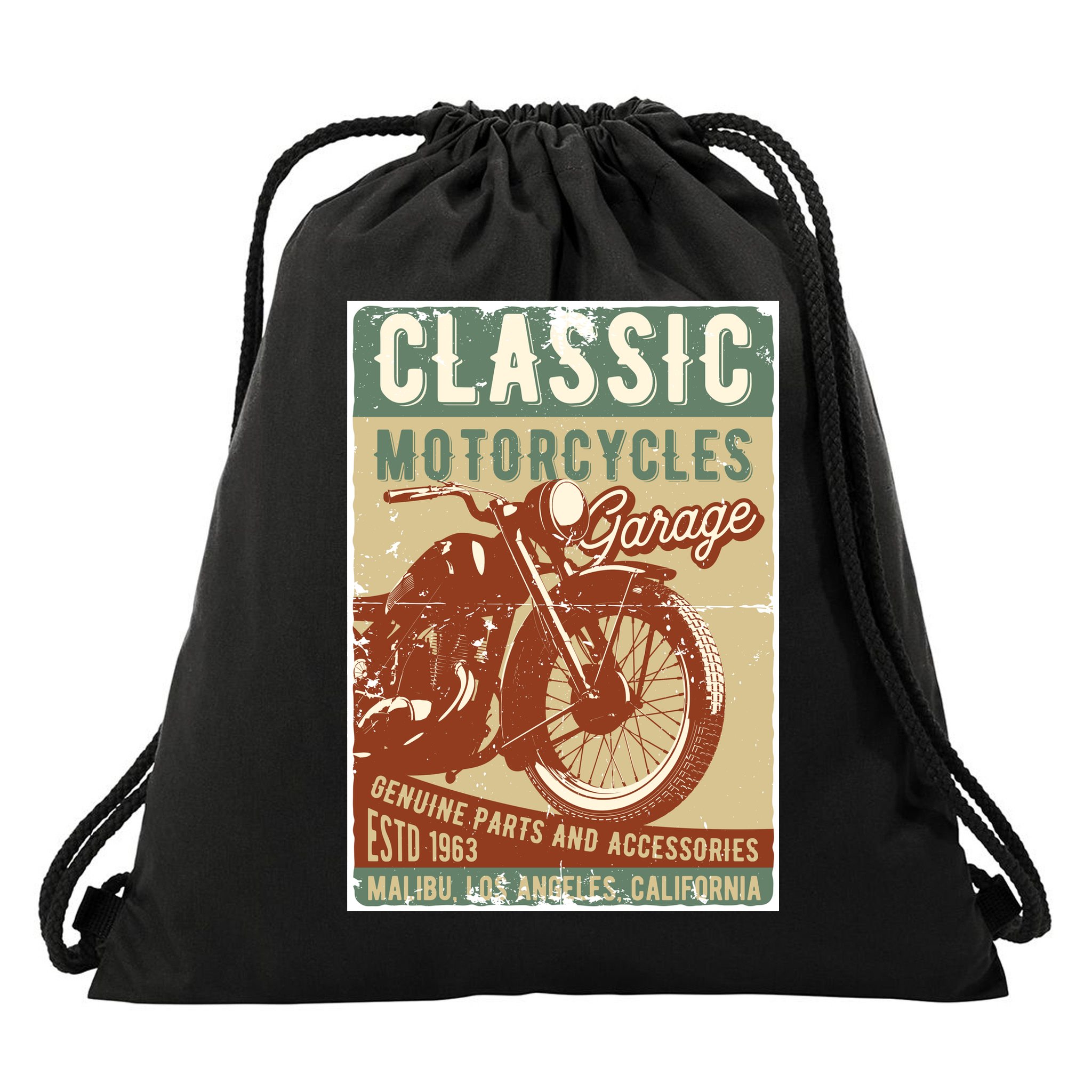 Classic Motorcycles Garage Drawstring Bag