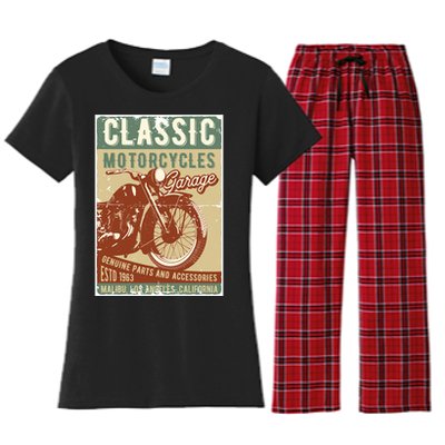 Classic Motorcycles Garage Women's Flannel Pajama Set