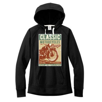 Classic Motorcycles Garage Women's Fleece Hoodie