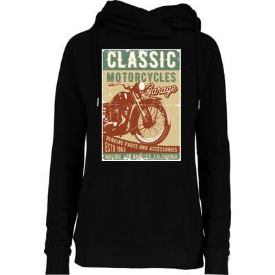 Classic Motorcycles Garage Womens Funnel Neck Pullover Hood