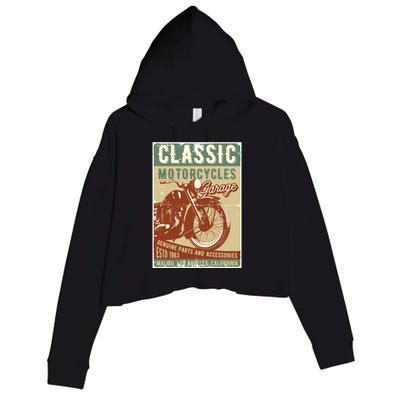 Classic Motorcycles Garage Crop Fleece Hoodie