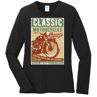 Classic Motorcycles Garage Ladies Long Sleeve Shirt