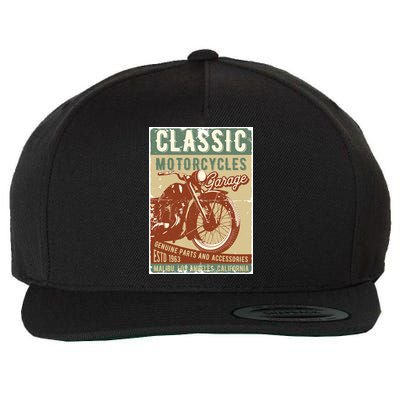 Classic Motorcycles Garage Wool Snapback Cap