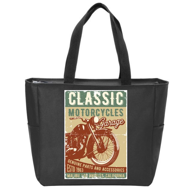 Classic Motorcycles Garage Zip Tote Bag