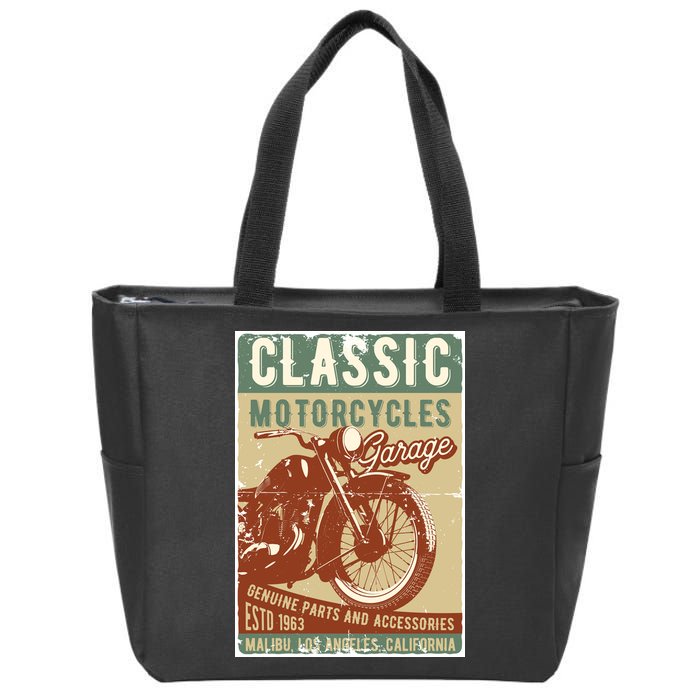 Classic Motorcycles Garage Zip Tote Bag