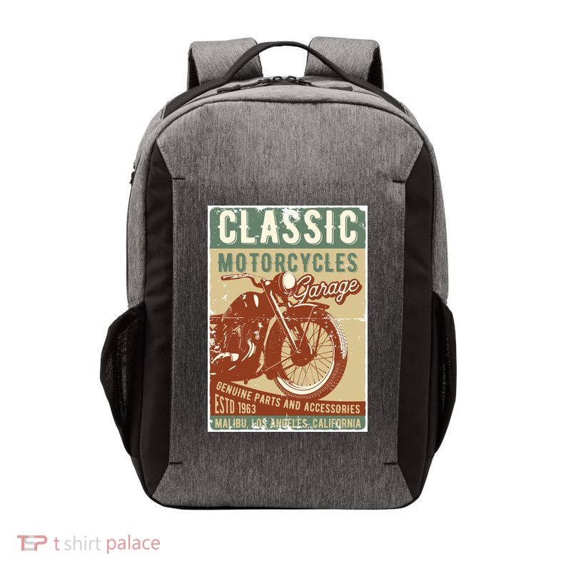 Classic Motorcycles Garage Vector Backpack