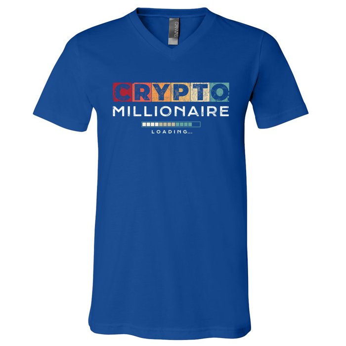 Crypto Millionaire Great Gift Vintage Bitcoin Crypto Gift V-Neck T-Shirt