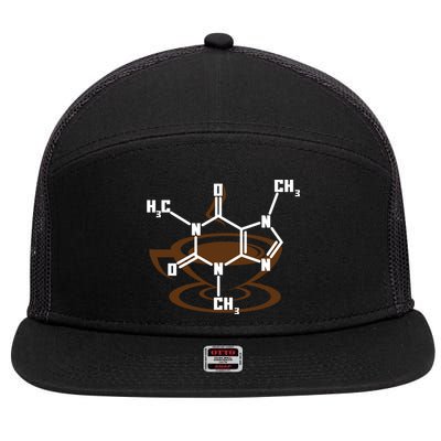 Caffeine Molecule Gift For Coffee Lovers And Science Nerds Meaningful Gift 7 Panel Mesh Trucker Snapback Hat