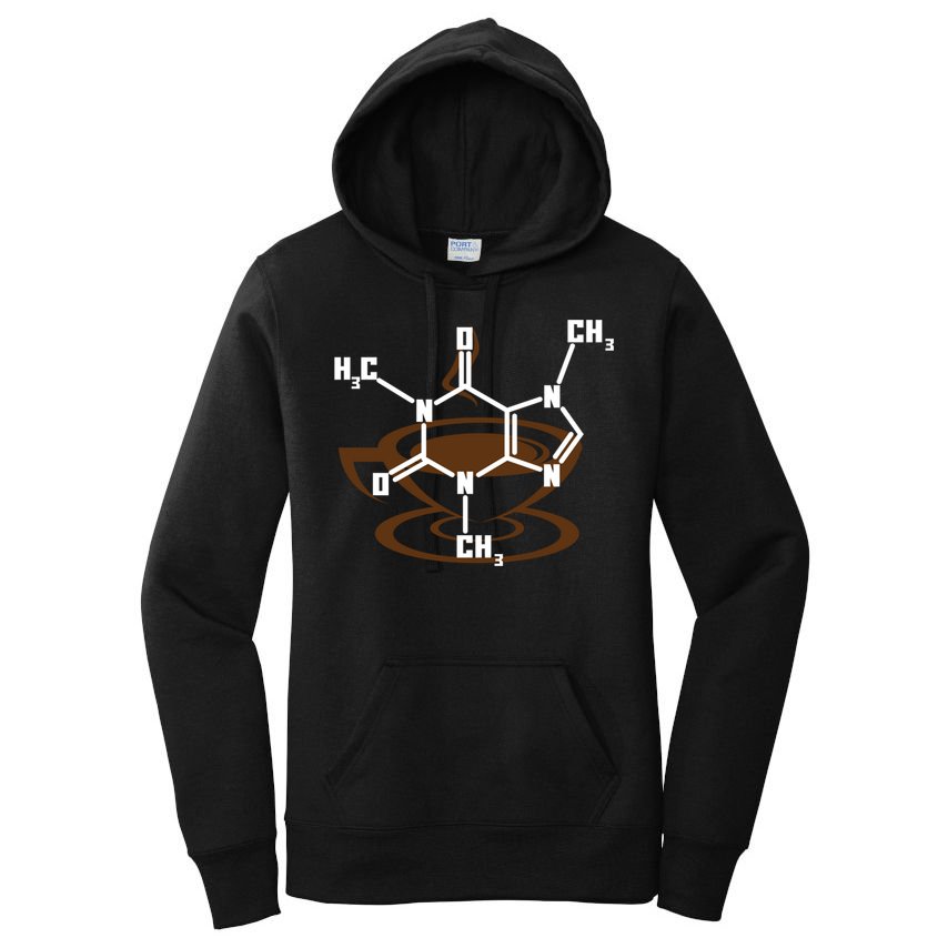 Caffeine Molecule Gift For Coffee Lovers And Science Nerds Meaningful Gift Women's Pullover Hoodie
