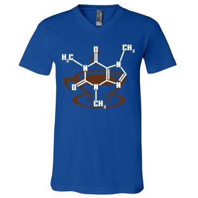 Caffeine Molecule Gift For Coffee Lovers And Science Nerds Meaningful Gift V-Neck T-Shirt