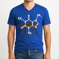 Caffeine Molecule Gift For Coffee Lovers And Science Nerds Meaningful Gift V-Neck T-Shirt