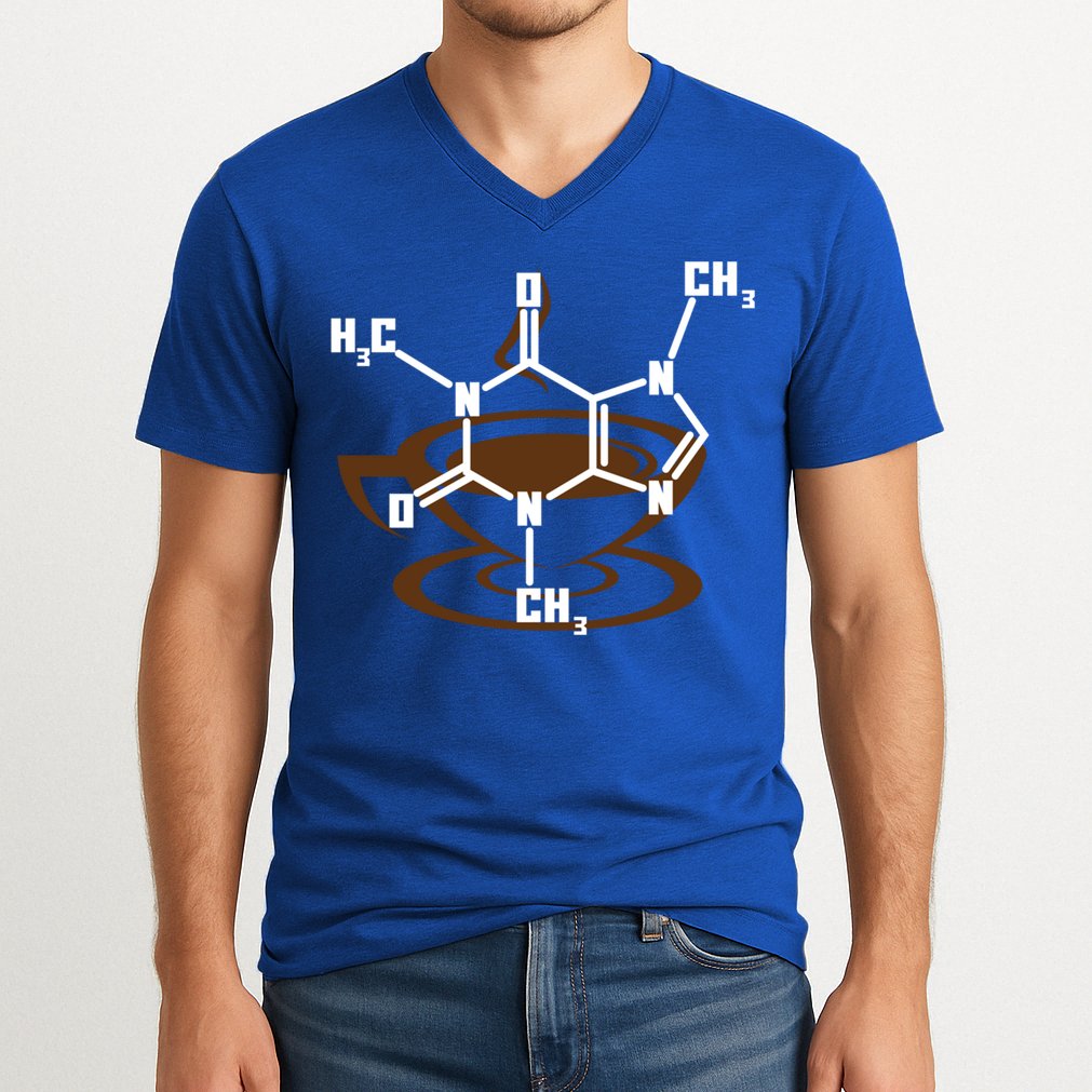 Caffeine Molecule Gift For Coffee Lovers And Science Nerds Meaningful Gift V-Neck T-Shirt