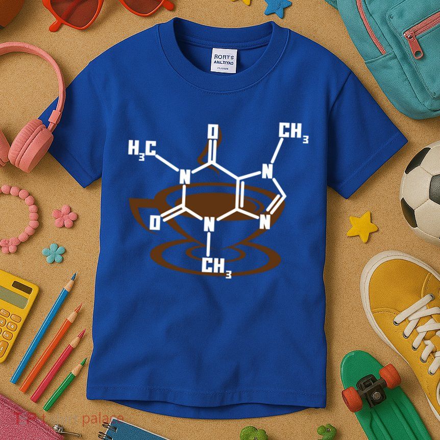 Caffeine Molecule Gift For Coffee Lovers And Science Nerds Meaningful Gift Kids T-Shirt