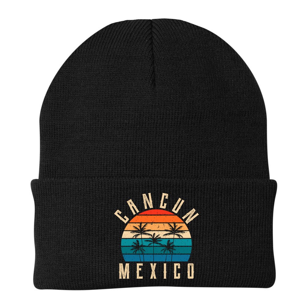 Cancun Mexico Gift Retro Beach Souvenir Cancun Gift Cancun Meaningful Gift Beanie