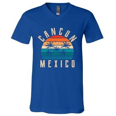 Cancun Mexico Gift Retro Beach Souvenir Cancun Gift Cancun Meaningful Gift V-Neck T-Shirt