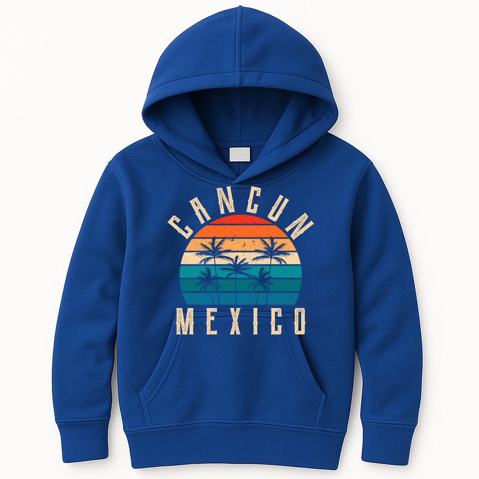 Cancun Mexico Gift Retro Beach Souvenir Cancun Gift Cancun Meaningful Gift Kids Hoodie