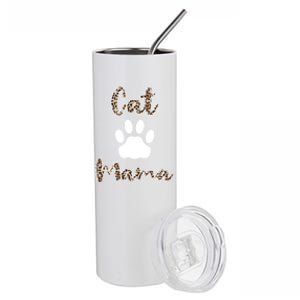 Cat Mom Gift Cute Leopard Pattern Styled Cat Lover Cat Mama Cool Gift Stainless Steel Tumbler