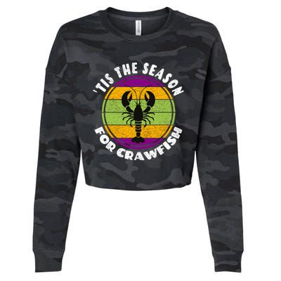 Crawfish Mardi Gras - Tis The Season For Crawfish Cropped Pullover Crew