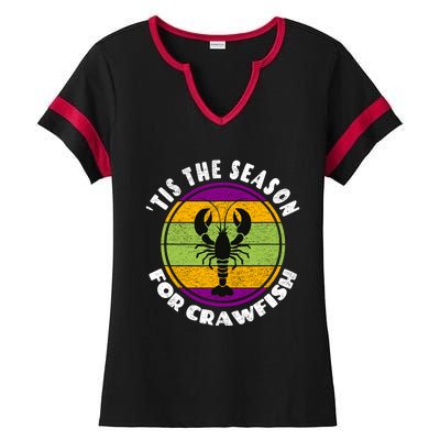 Crawfish Mardi Gras - Tis The Season For Crawfish Ladies Halftime Notch Neck Tee