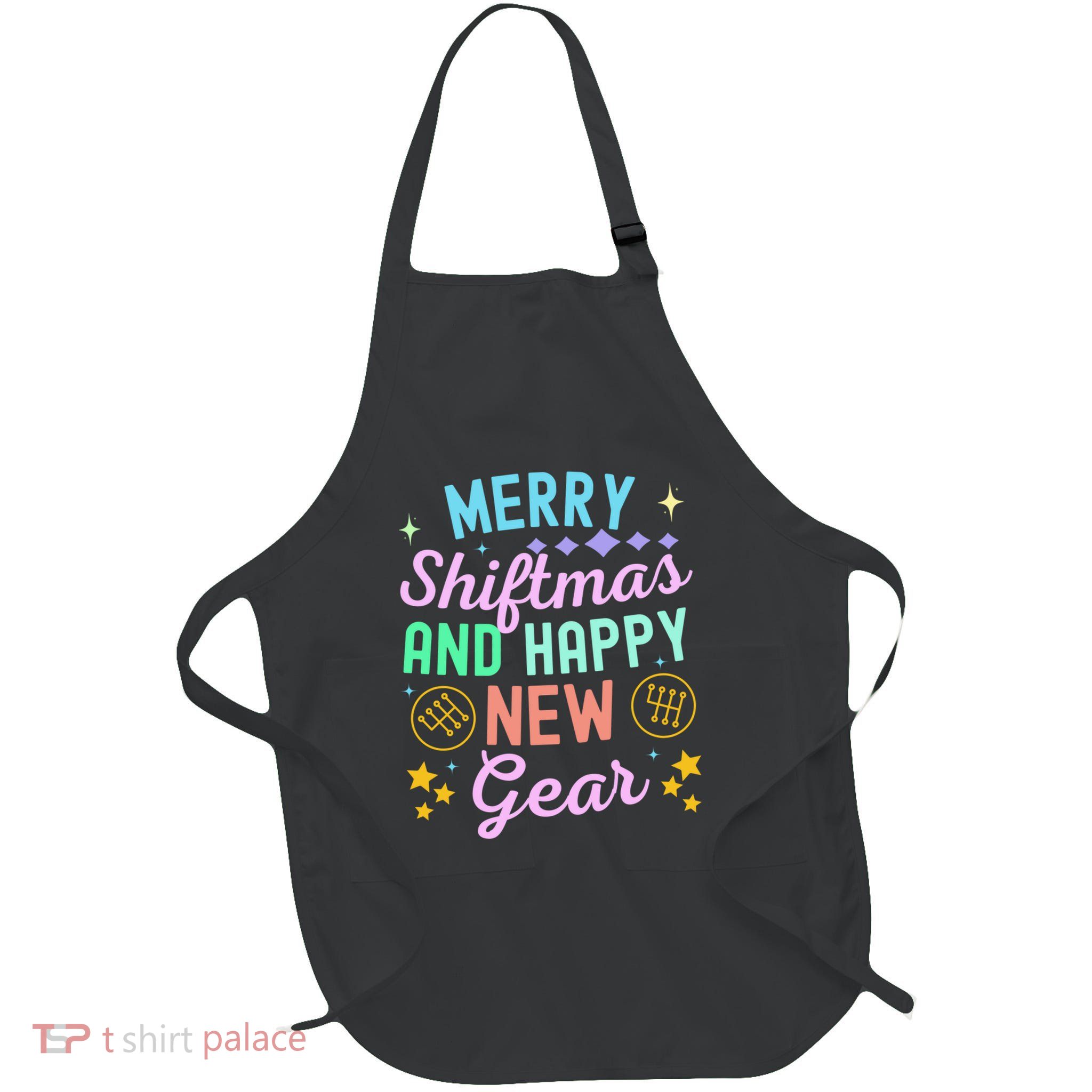 Christmas Manual Gearbox Merry Shiftmas And A Happy New Gear Full-Length Apron With Pockets