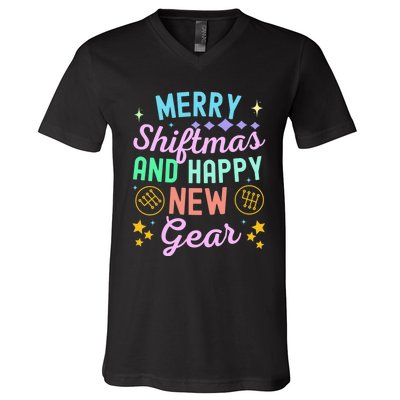 Christmas Manual Gearbox Merry Shiftmas And A Happy New Gear V-Neck T-Shirt