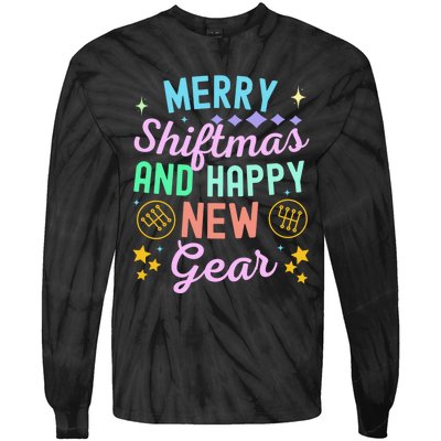 Christmas Manual Gearbox Merry Shiftmas And A Happy New Gear Tie-Dye Long Sleeve Shirt