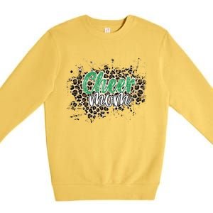 Cheer Mom Great Gift Leopard Cheetah Print Green Cheer Gift Premium Crewneck Sweatshirt