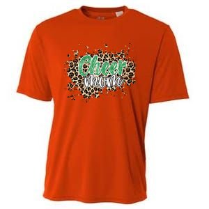 Cheer Mom Great Gift Leopard Cheetah Print Green Cheer Gift Cooling Performance Crew T-Shirt