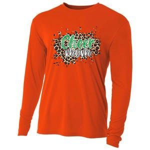 Cheer Mom Great Gift Leopard Cheetah Print Green Cheer Gift Cooling Performance Long Sleeve Crew