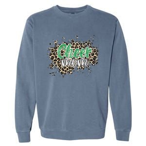 Cheer Mom Great Gift Leopard Cheetah Print Green Cheer Gift Garment-Dyed Sweatshirt