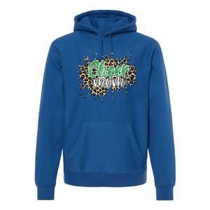 Cheer Mom Great Gift Leopard Cheetah Print Green Cheer Gift Premium Hoodie