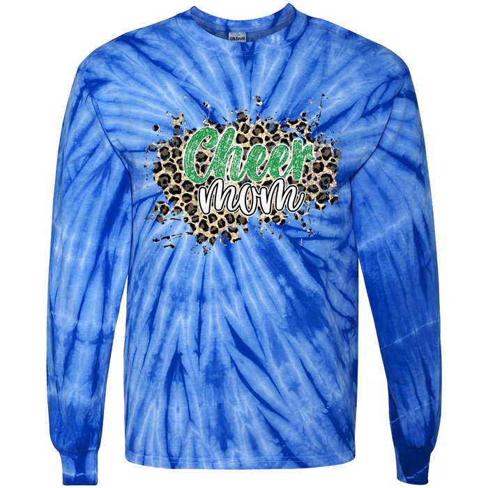 Cheer Mom Great Gift Leopard Cheetah Print Green Cheer Gift Tie-Dye Long Sleeve Shirt